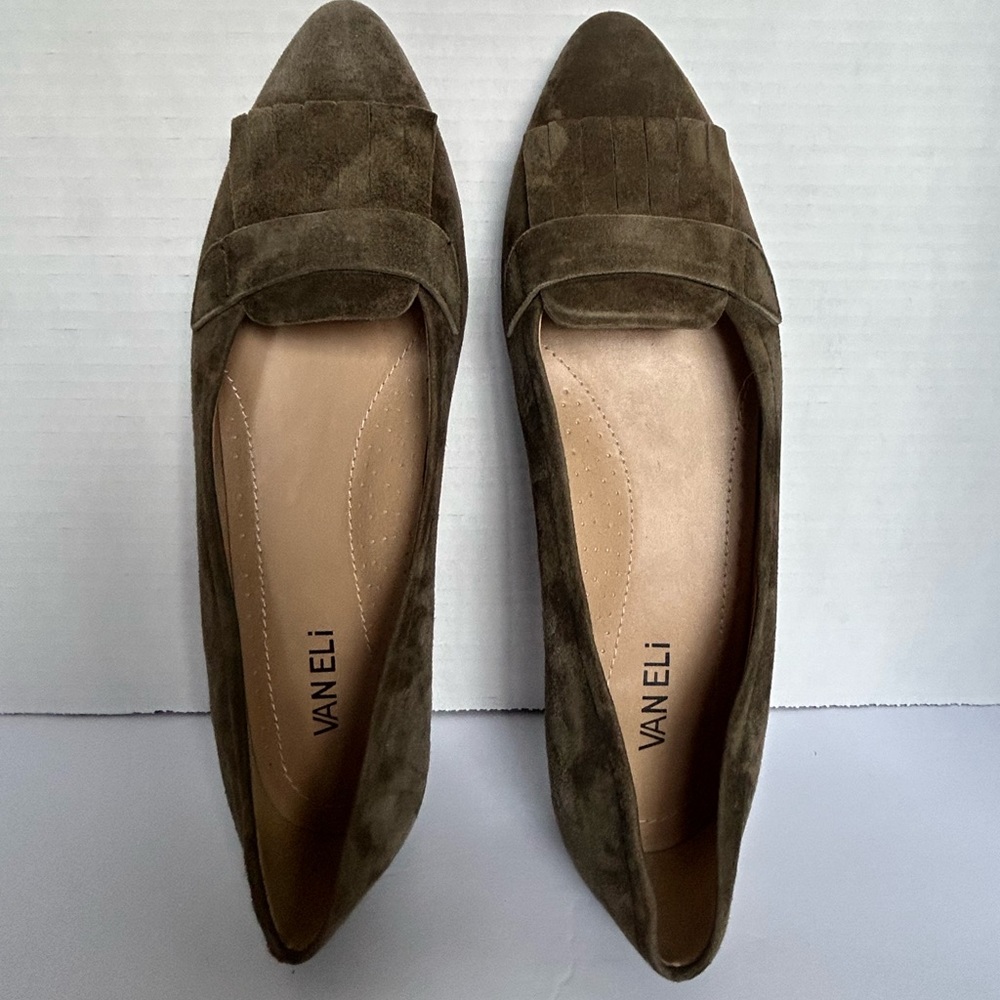Vaneli Olive Suede Flats